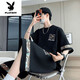 
Playboy (PLAYBOY) 2025 summer new short-sleeved youth trendy large-size casual sports suit for men fashion versatile two-piece set [Summer suit] 6195 black 4XL 190-210Jin [Jin equals 0.5 kg]