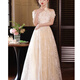 
Sheng Miaoci evening dress engagement new host banquet temperament high-end toast Chinese cheongsam champagne color L