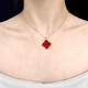 Man Fuxiang 18K gold four-leaf clover necklace color gold rose gold pendant gold clavicle chain Chinese Valentine's Day birthday gift for women 18K gold four-leaf clover red agate necklace