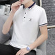 Summer lapel pure cotton short-sleeved T-shirt for men's polo shirt fashion youth trendy business casual half-sleeved base shirt bean green 673 magnificent 2XL 140-155Jin[Jin equals 0.5 kg]