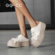 GG-CC [Muffin de nube] Spring Nuevo zapatos a media desplazamiento de suela gruesa de moda zapatos casuales de un pie para mujeres G25U9717 Off-White 35