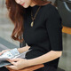 
COLORFUL GEMS new fashionable knitted sweater spring and autumn five-point sleeve base shirt women's clothing 2025 9901-Khaki-five-point sleeve S