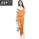 JEEP SPIRIT冰丝短袖时尚休闲运动服套装女2025夏季新款显瘦跑步服时尚两件套 【1389】黑色 M【建议100斤内】