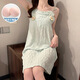 S.SOFEA夏季睡裙女云朵棉胸垫吊带可外穿家居服 JDX-838S#【绿色】 170 160(M)