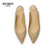 DEEP BREATH Deep Breath Women's Shoes Sheepskin Rear Empty Band Diamond Flat Sole Pointed Toe Single Shoes Rear Empty Shoes AX11162 Khaki 38