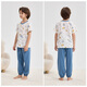 Fenten Children's Pajamas Boys 2025 Summer New Product Pure Cotton Short Sleeve Trousers Medium Large Children's Air Conditioning Clothing Set