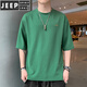 
JEEP SPIRIT 7-quarter sleeve men's short-sleeved T-shirt 2025 summer new round neck loose fit embroidered mid-sleeved ins half-sleeved QD659 burgundy M [90-120Jin [Jin equals 0.5 kg]]
