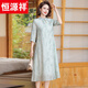 Hengyuanxiang 2025 Nouvelle robe d'été pour les mères d'âge moyen et âgées, nouvelle robe de style chinois pour la jupe couverte de ventre à la mode pour femmes de gamme haut de gamme xl