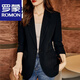 ROMON Light Luxury Women's Casual Small Blazer Women's 2025 Spring and Autumn New Korean Style High-end Commuting Top Single Black Suit XL