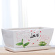 Maceta de flores de cerámica rectangular con plástico de paleta al por mayor de escritorio personalizado simple planta suculenta banyan banyan maceta rectangular-12108 bandeja de separación de flores marrones mediano