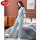 Langsha Pyjamas haut de gamme pour femmes coton pur 2025 Nouveau pantalon à manches courtes vêtements pour la maison pour le costume de coton mince 7374 Green M 80-100jin [Jin est égal à 0,5 kg]