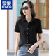 
ROMON short-sleeved T-shirt for women 2025 summer new pure cotton shirt for women POLO neck versatile slim cardigan half-sleeved professional 9887 blue (short-sleeved) XL suggests 115-125Jin [Jin equals 0.5 kg]
