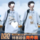 荣西图（RONGXITU）春季短袖恤男港风潮牌半袖宽松潮流百搭青少年上衣体恤男显瘦 D702深灰色+D208白色 M 建议80-105斤