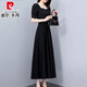 皮尔卡丹（pierre cardin）赫本法式小黑裙气质短袖2025夏季时尚新款收腰显瘦中长款裙子 7270短款黑色【 GD723-7 M 【90-105斤