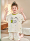 Vêtements à domicile des filles et pyjamas 2025 Nouveau produit kapibala pantalon pyjamas bébé enfant mignon costume fille pur coton n826 bambou jade guyea cochon 100 cm / 8 taille [hauteur 85-102cm]