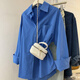 Ono Qitian Klein blue long-sleeved shirt for women, popular layered shirt, niche French loose coat top, loose shirt, blue 90-120Jin Jin is equal to 0.5 kg