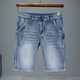 Zengzhi 2025 Nouveau court métrage en denim mince en cinq points pour hommes lâches allongés à mi-trousser.