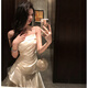 European M niche light luxury high-end suspender waist birthday dress for women coming of age fishtail banquet dress 6074 Champagne S