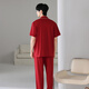Langsha (Langsha) pareja casada pijamas un hombre y una mujer verano delgada algodón puro puro algodón rojo festivo festivo ropa de ropa para el hogar 866 + 766 m mujeres + 2xl 2xl para hombres