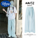 
Disney girls plaid trousers 2025 spring new style medium and large girls fashionable loose wide-leg pants spring children's sports pants 15266 blue 120