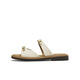 Tianmeiyi women's sandals double bow French flat sole comfortable women's slippers 2025 summer new KT070BH5 beige 38