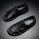 
Woodpecker men's sandals summer extra-large size black new style breathable lazy driving casual shoes soft sole driving men's shoes 9925 black 40