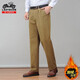 Ace Fashion International Classic CHACE PAPA PAPER PATOS para hombres en otoño e invierno, además del terciopelo, los pantalones casuales heterosexuales en la cintura alta holgada para hombres 9855-2 khaki más el terciopelo 10xl 29100-115Jin [Jin equivale a 0.5 kg]