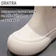 DRATRA-Regenstiefel modische wasserdichte Regenstiefel Abdeckung für Frauen, die Anti-Rutsch-Mittelröhrchen-Kee-resistente weiche Spulenregenregen Regenstiefel beige L (245 mm) geeignet (Größe 38-39)