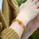 Her Generation Natural Beeswax Hetian Jade Bracelet Women's Hetian Jade Bead Bracelet Gift for Lover Coin Style 6mm