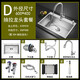 Jiumuwang 304 stainless steel sink single-slot thickened brushed kitchen sink basin installation above and below the table thickened brushed 60*40 (304 pull-out faucet)