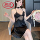 浪莎（LangSha）2025年夏季性感睡衣女冰丝吊带睡裙缎面蕾丝美背带胸垫纯欲家居服 QX-9221#淡紫色【带胸垫】 XL