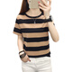 Wanlan 2025 Neue Sommerkleidung Lose Lose großartigen Baumwoll-Kurzarm-T-Shirt-Mutter-Mutter-Schulter-Schulter-T-Shirt Top 838 Blue XL schlägt 121-135jin vor [Jin ist 0,5 kg]