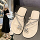 Guadi Beast 2025 summer new fashion versatile flip-flops outside wear trendy beach flip-flops trendy Korean slippers for women 6626 with diamonds [black] 36 size 37 [suitable for size 35-36 foot wear]