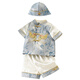 
GOKU one-year-old clothes for boys Chinese style catching weekly dress for infants and young children new Chinese style suit sky blue regular top + pants + hat 80 recommended weight 18-20 Jin [Jin equals 0.5 kg]