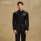 SKARO new Chinese style wool tunic suit male groom wedding high-end retro stand-up collar suit black SKV1011A (two-piece set) size 48 top and trousers size please note