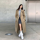 GARNUO khaki windbreaker jacket for women mid-length 2025 spring and autumn new small high-end British style casual coat Khaki M [111-130Jin[Jin equals 0.5 kg]]
