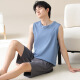 Modal simple pijama de algodón puro simple para hombres, pantalones cortos de chaleco sin mangas de verano delgados de algodón de algodón se puede usar ropa de hogar cómoda fuera de Omm13657 hombres l -