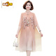 Premier sentier (Chujing) Fat Mom Summer Cheongsam Robe Summer Murffon Jirt grande taille 2025 Nouveau style d'été pour femmes d'âge moyen 6628 Pink Lotus Powder XL Recommandé 115 Jin [Jin est égal à 0,5 kg]