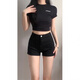 Qianyouyue Summer New High Waist Tight Denim Shorts Ultra Short Hot Girl Hot Pants Black S