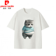 Pierre Cardin American Heavy Gewicht reine Baumwolle kurzärmelige T-Shirt für junge Männer und Frauen Sommer-INS Trendy Brand Street Lose vielseitige Top-Herrenkleidung schwarz [vorderes mittleres und großes Bild K7036 Fucat] Neuer 4xl empfohlen 195-210jin [Jin gleich 0,5 kg]