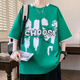 COLORFUL GEMS美式复古假两件恤男青少年字母印花叠穿体恤 695黑色 M 约85-110斤可穿
