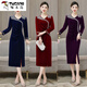 Woodpecker (TUCANO) mother's wedding dress, wedding banquet dress, high-end mother-in-law cheongsam 2025 new wedding dress velvet blue without velvet 3XL