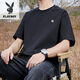 Playboy (PLAYBOY) pure cotton short-sleeved T-shirt for men ins summer versatile white T-shirt Hong Kong style couple loose half-sleeved tops trendy khaki pure cotton short-sleeved-1365 XL