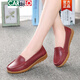 Cartelo Spring Flat Shoes For Women Genuine Leather Soft Sole Show Mother Shoes Breathable Mujer zapatos Single Beans Zapatos Gran tamaño de tendón de carne Suela casual de mujeres embarazadas 6629 gris hueco 37