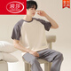 Langsha 2025 Pyjamas Herren Pure Cotton Sommer Summer Kurzärmelige Hose dünne große Größe einfach einfach atmungsaktiv und kann außerhalb von Heimkleidungsset 13601 getragen werden.