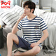 
Catman (MiiOW) pure cotton pajamas men's summer short-sleeved shorts two-piece suit new youth loose large size can be worn outside home clothes 2013 main picture model 9922 M 80-100