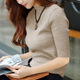 
COLORFUL GEMS new fashionable knitted sweater spring and autumn five-point sleeve base shirt women's clothing 2025 9901-Khaki-five-point sleeve S