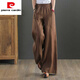 Pierre cardin cotton and linen wide-leg pants for women in summer new Korean style fashionable straight-leg floor pants loose large size draped linen casual off-white [lace-up style] 9793 3XL [recommended 160-180Jin [Jin equals 0.5 kg]]