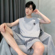 姬沐莲睡衣男士夏季纯棉薄新款背心短裤男款家居服套装大码无袖夏天 OMM-13063 L