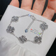 Liansichao pt950 five-flower bracelet new model for women platinum four-leaf clover inlaid with moissanite fashion jewelry Valentine's Day birthday gift platinum five-flower bracelet panda style gold about 13g
